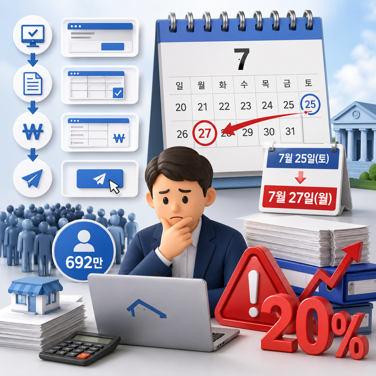 부가세 1기 확정신고 7월 27일 마감, 홈택스 미리채움 순서와 가산세 20% 주의점